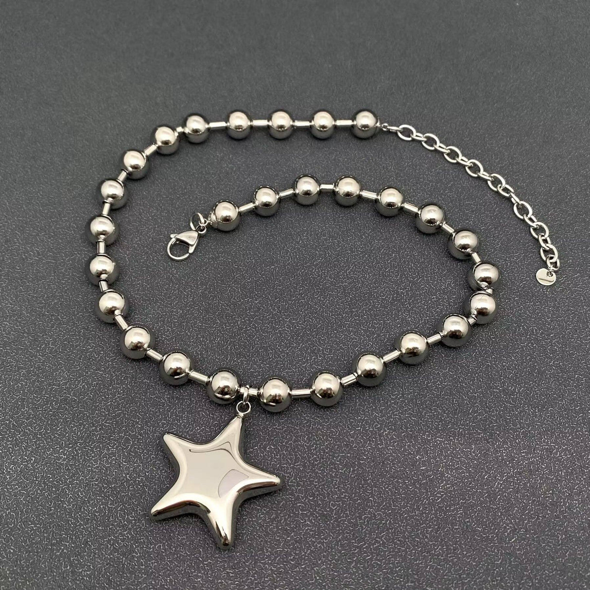 Big Star Charm Metal Beaded Necklace