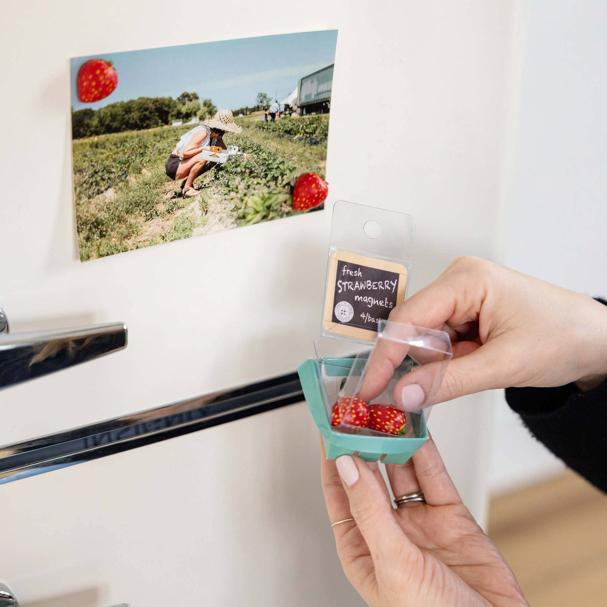 Colorful Strawberry Magnets Iconic Set of 4