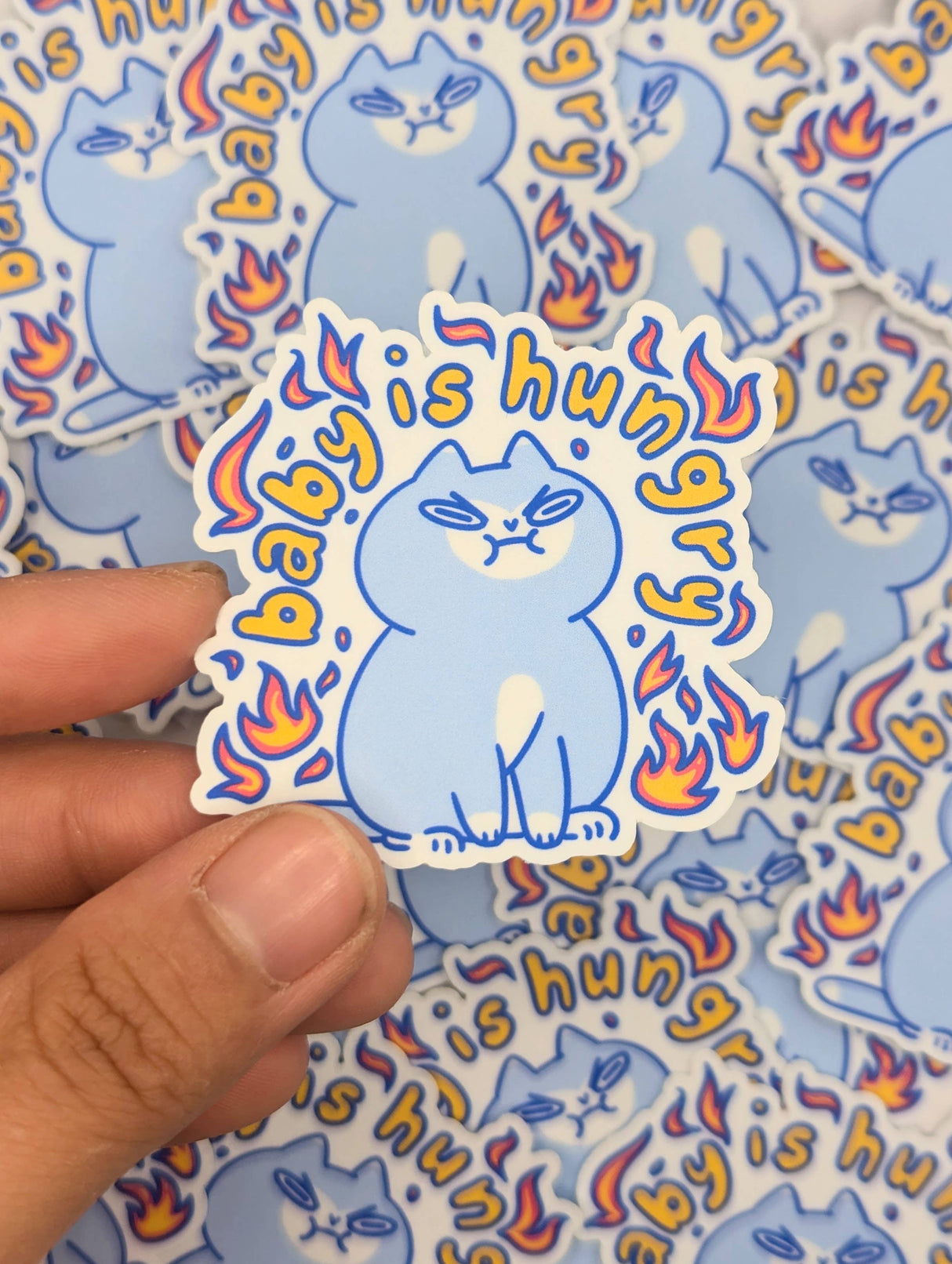 Baby Is Hungry Cat Vinyl Sticker