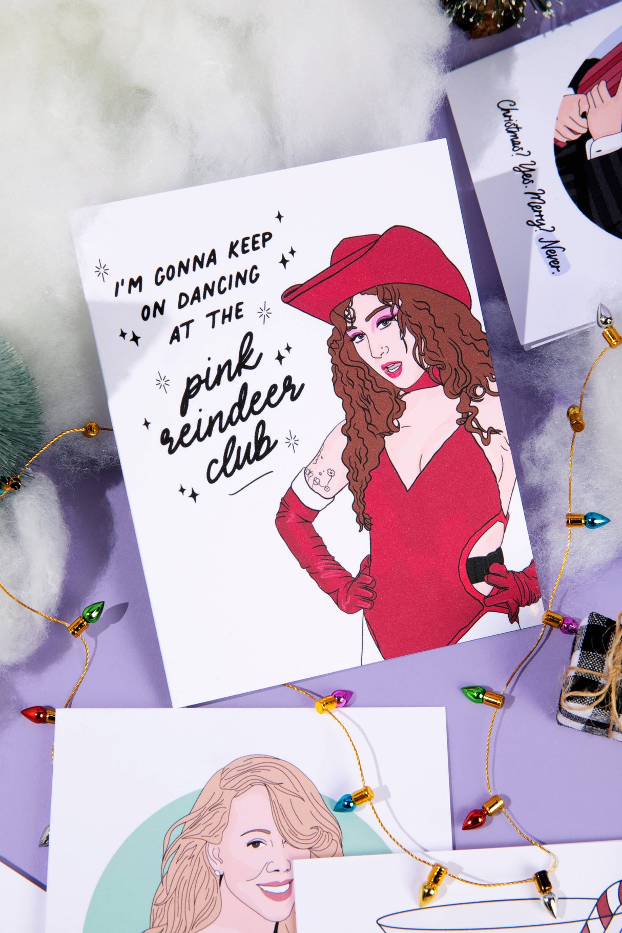 Pink Reindeer Club Holiday Card