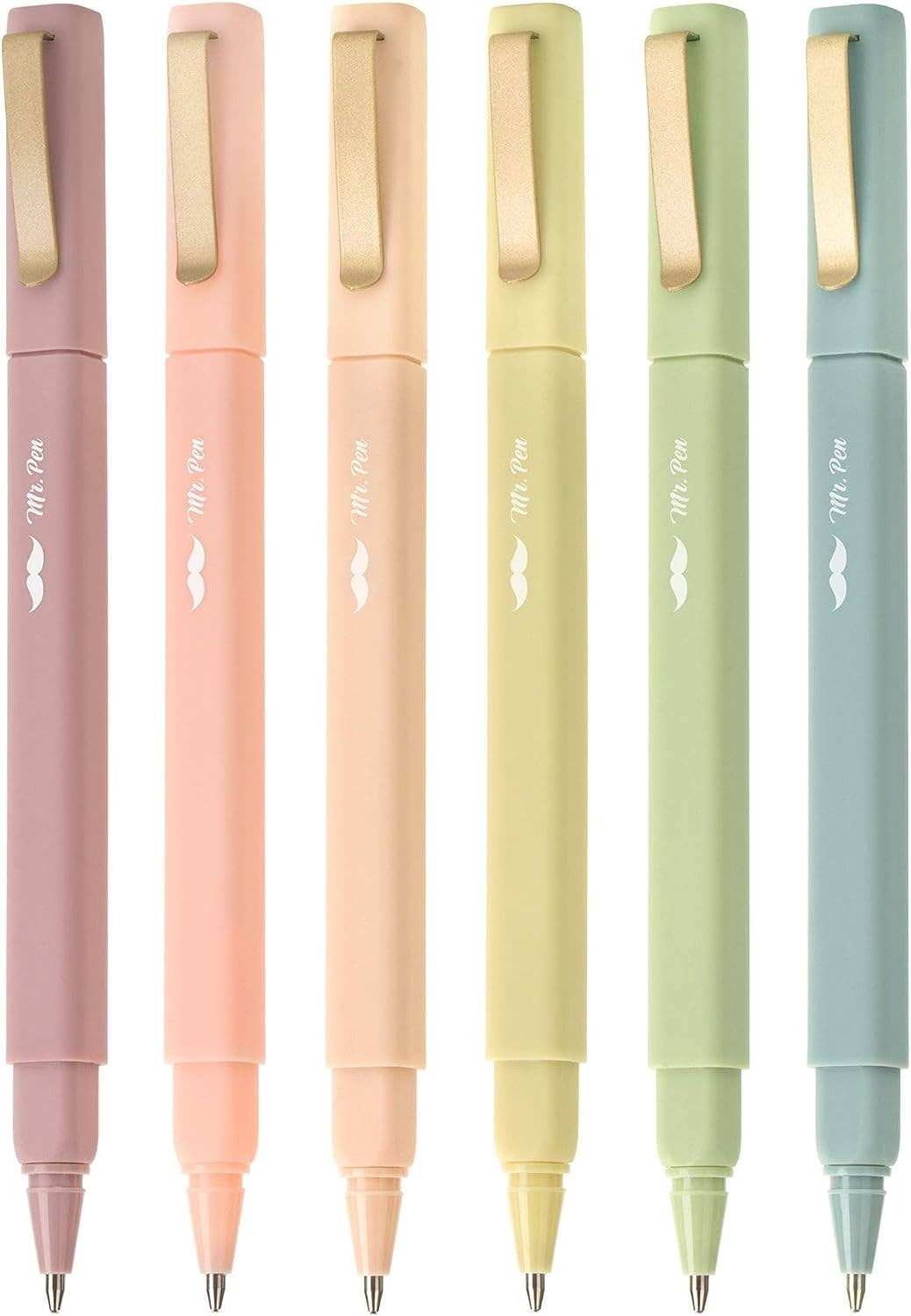 Aesthetic Pens Black Ink Fast Dry - 6 Pack