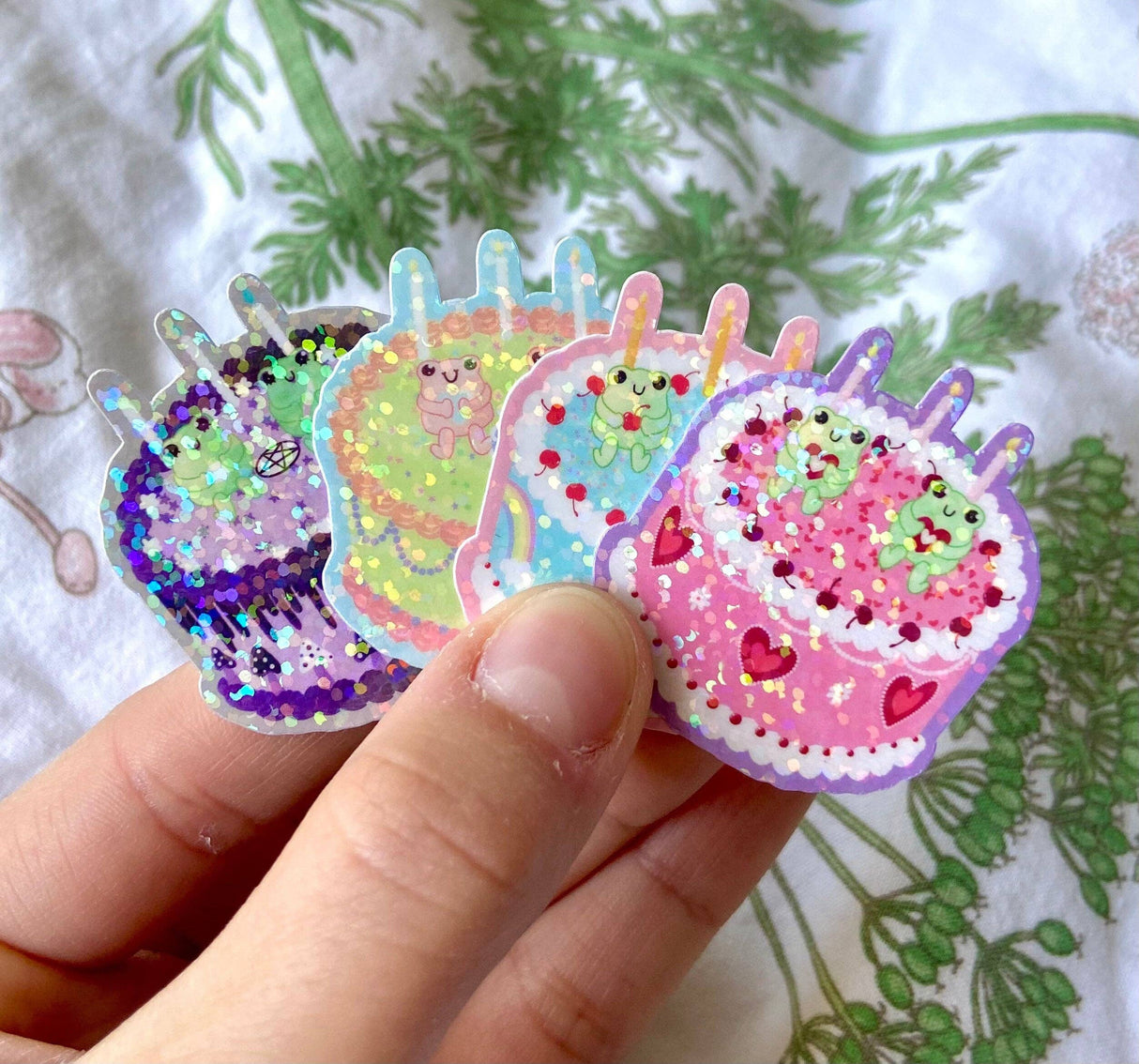Mini Froggy Cake Sparkle Sticker Packs