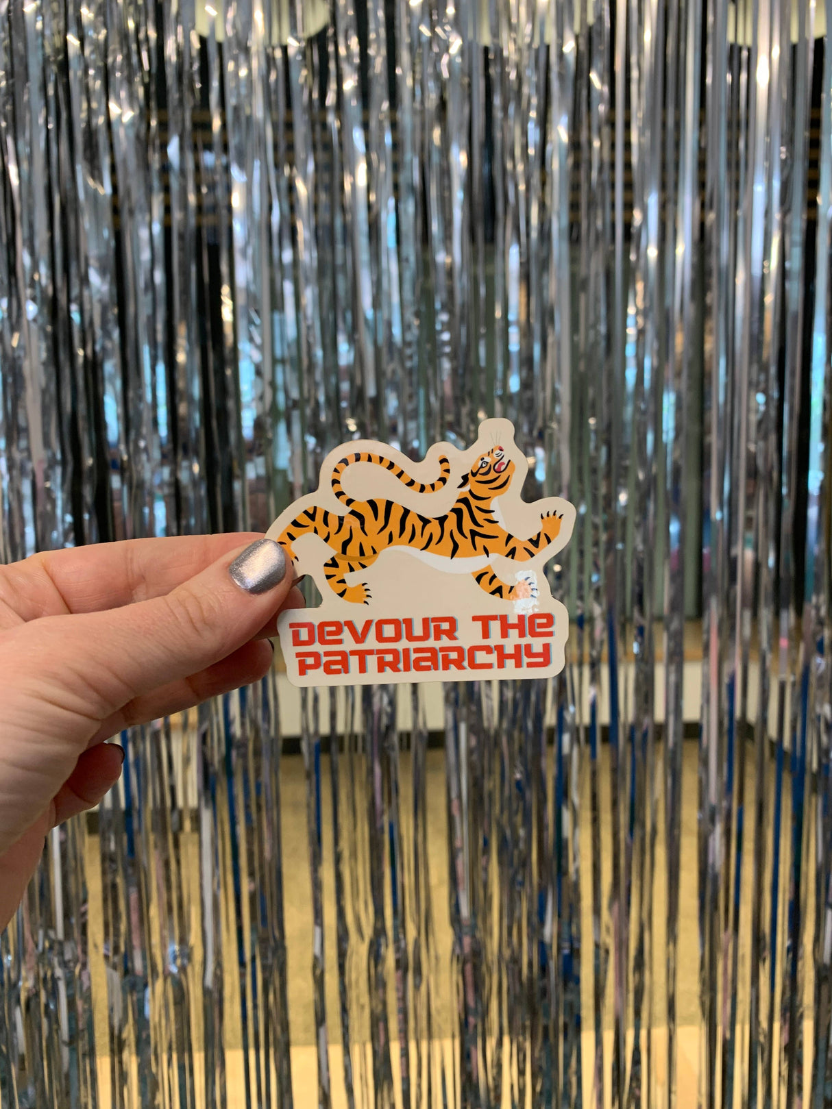 Devour the Patriarchy Feminist Tiger Sticker