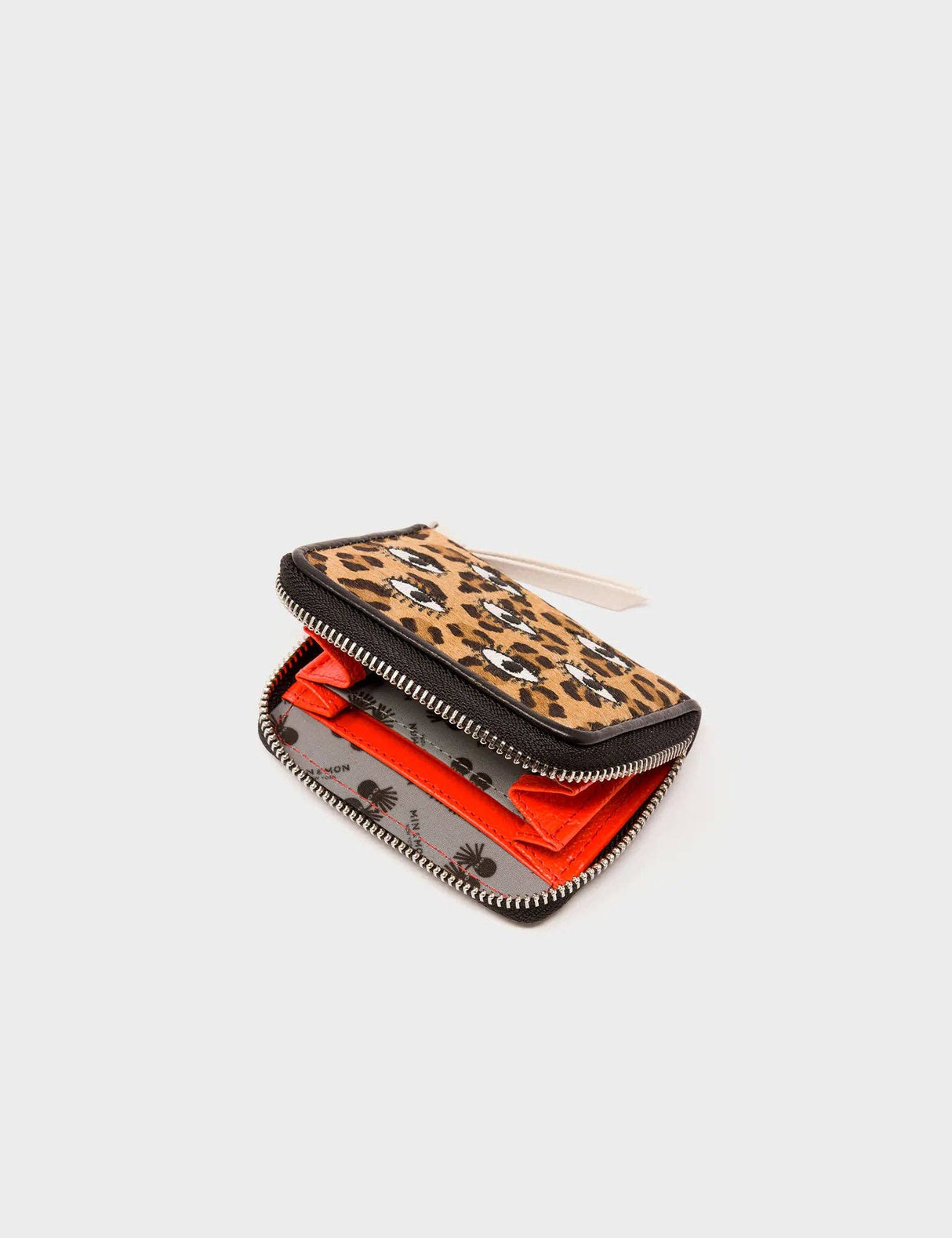 Frodo Animal Print Leather Zip Around Wallet - All Over Eyes Embroidery