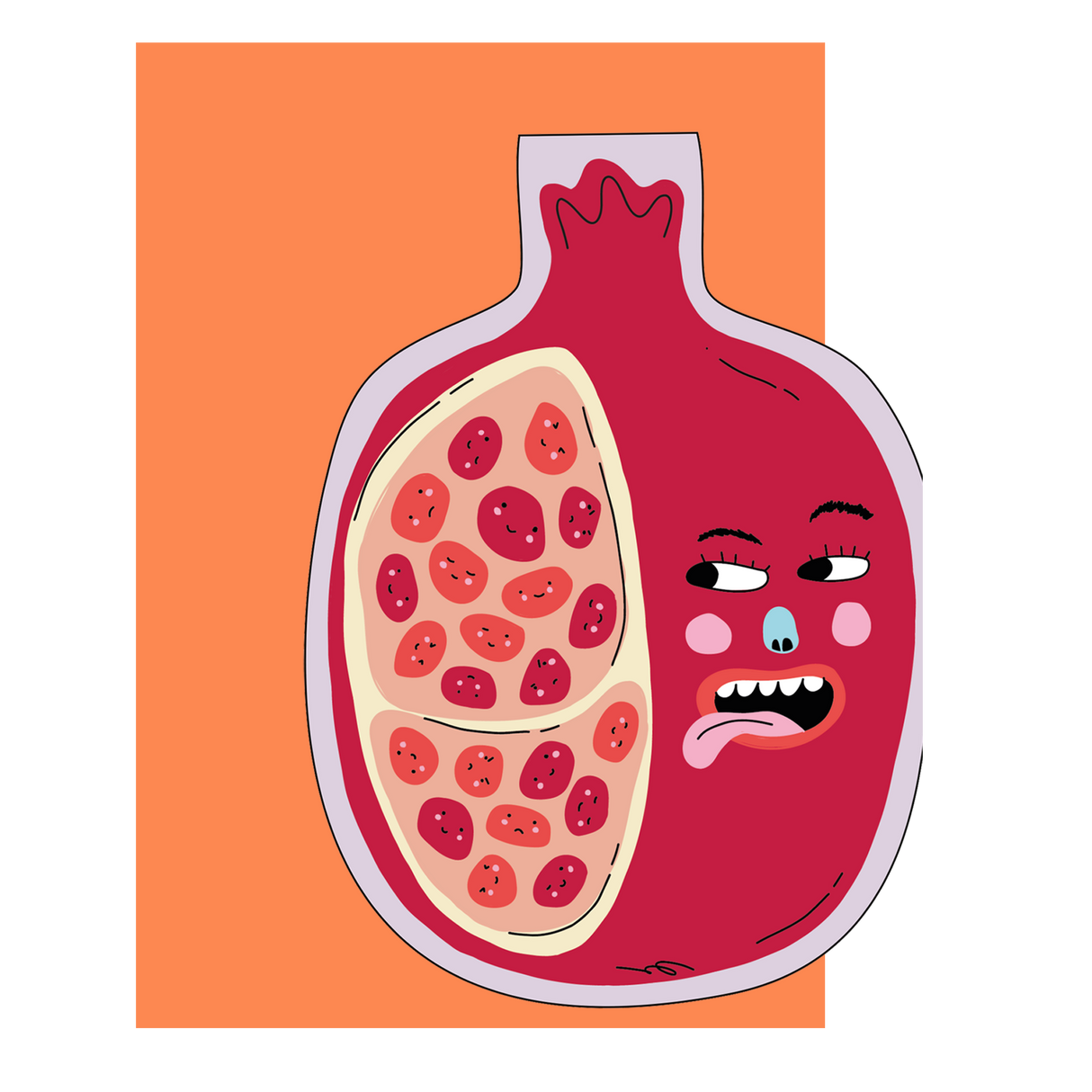 Hey Pomegranate! Die Cut Greeting Card