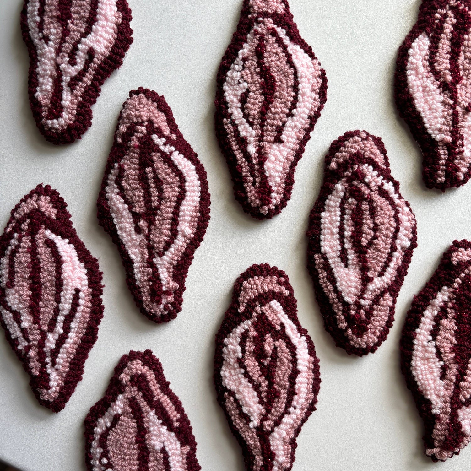 Mini Muff Vagina Hand-Tufted Punch Needle Mug Rug Coaster