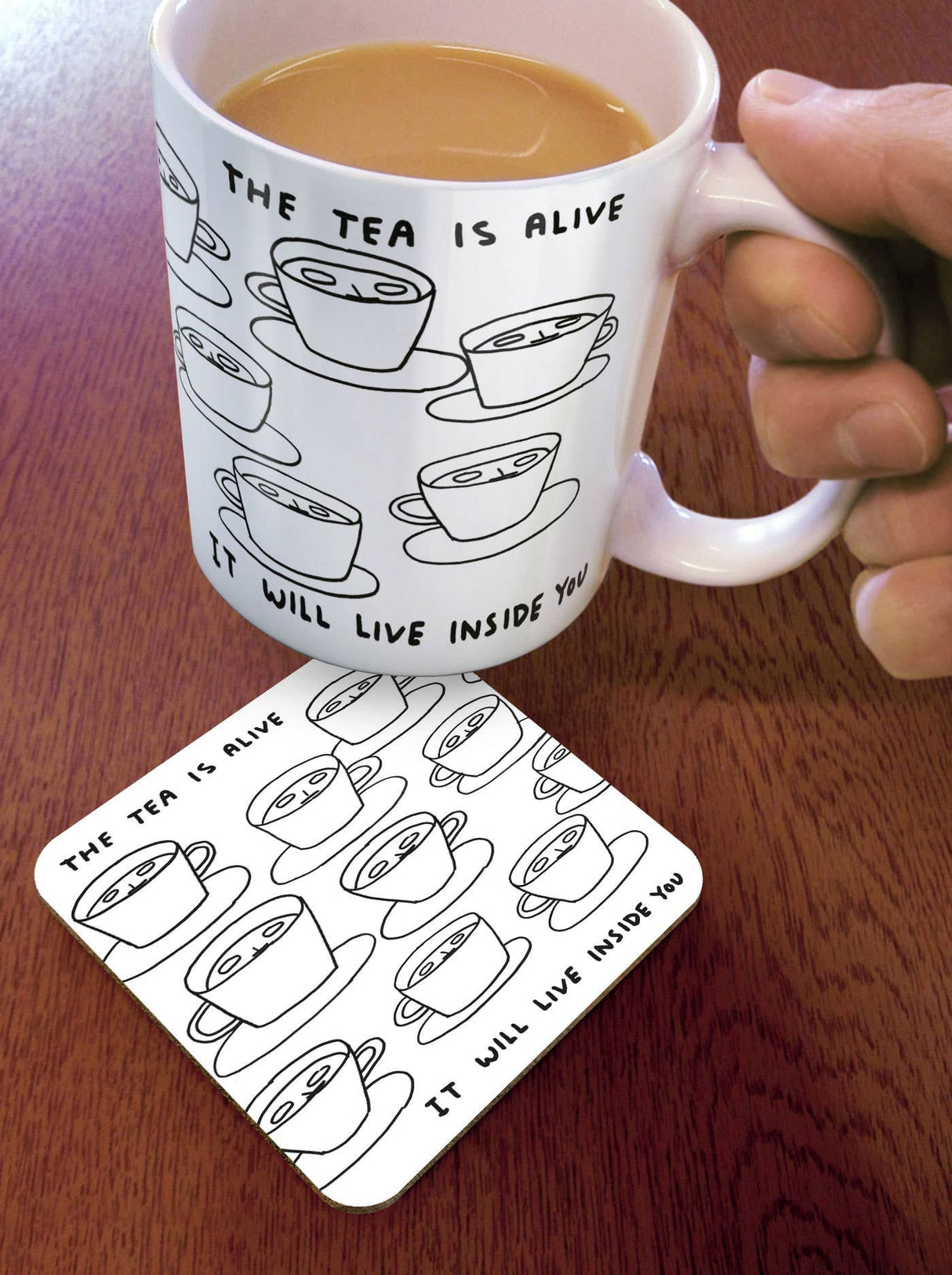 The Tea Is Alive Art Coaster