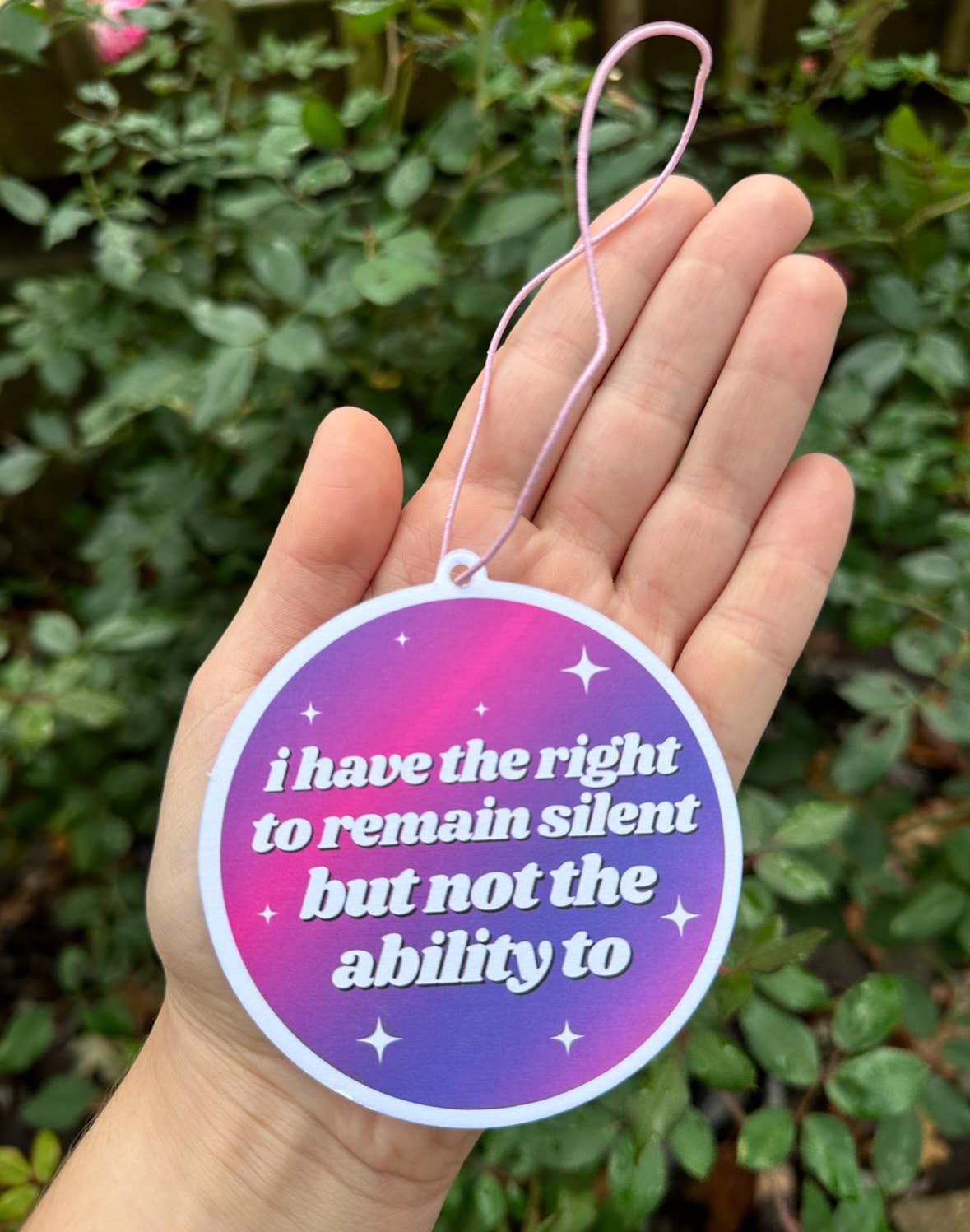 I Have The Right To Remain Silent Air Freshener - Lavender