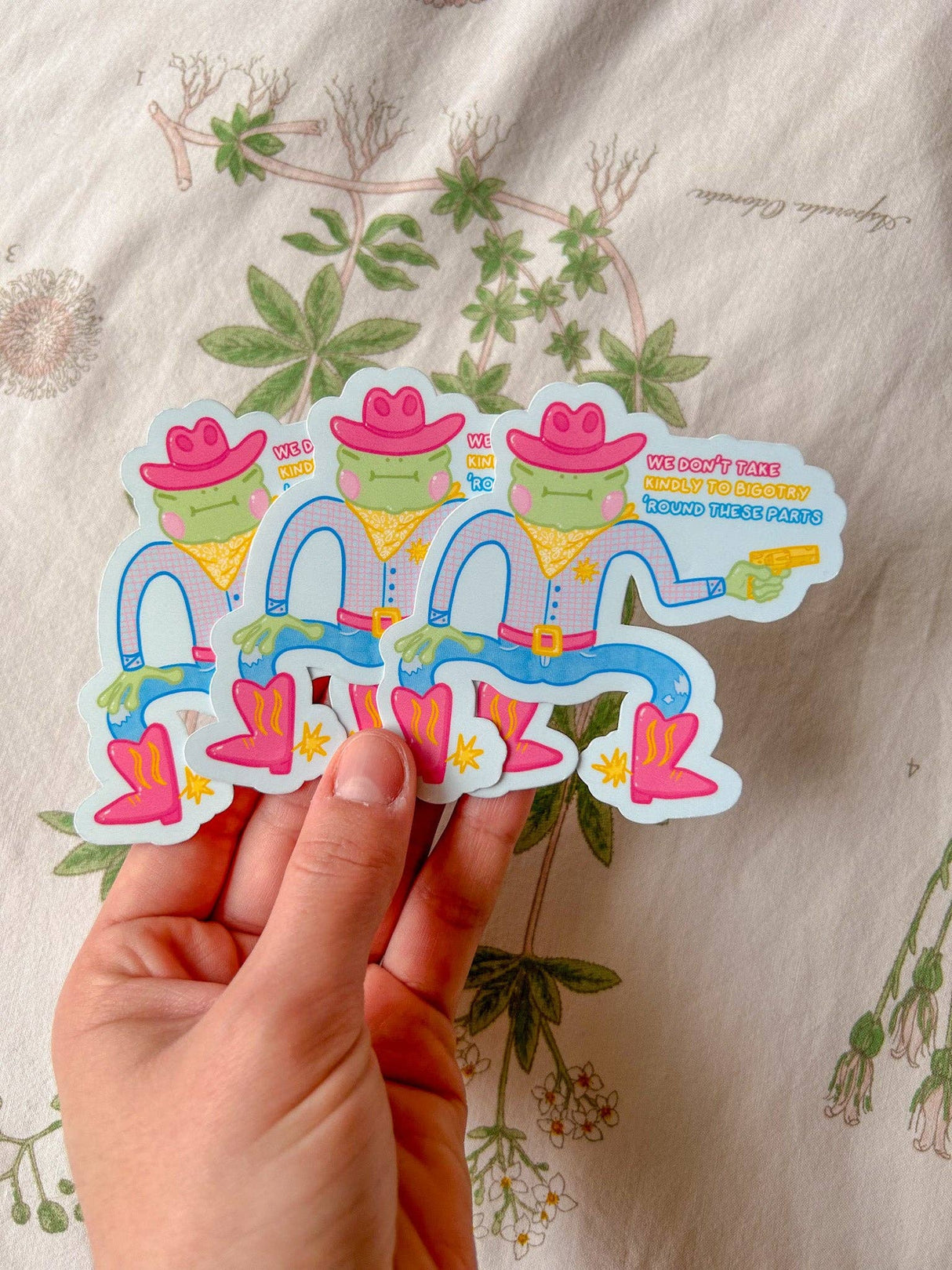 Pride Cowboy Frogs | We Don't Take Kindly to Bigotry Sticker