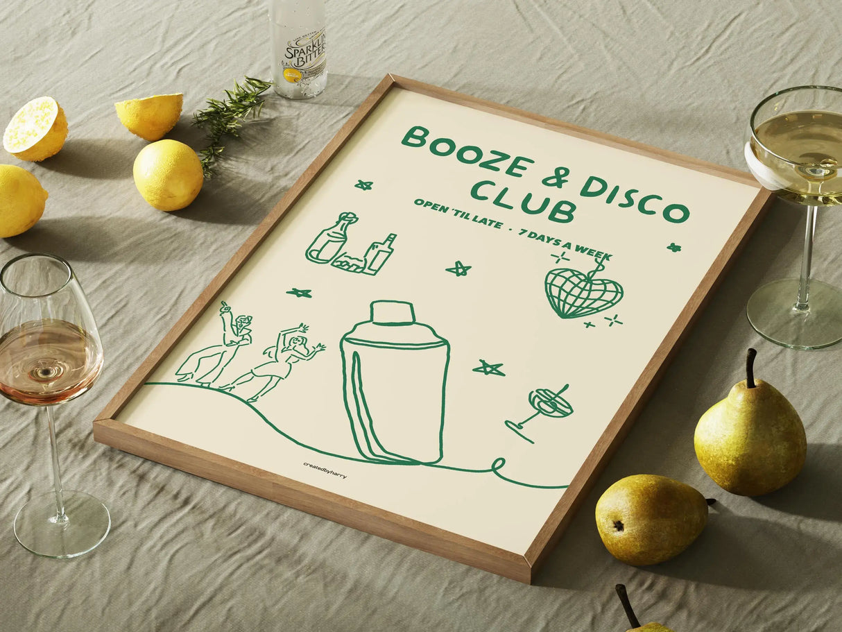 Booze & Disco Club Wall Art Print