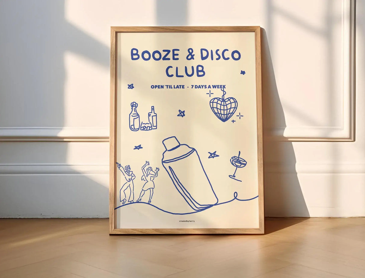 Booze & Disco Club Wall Art Print