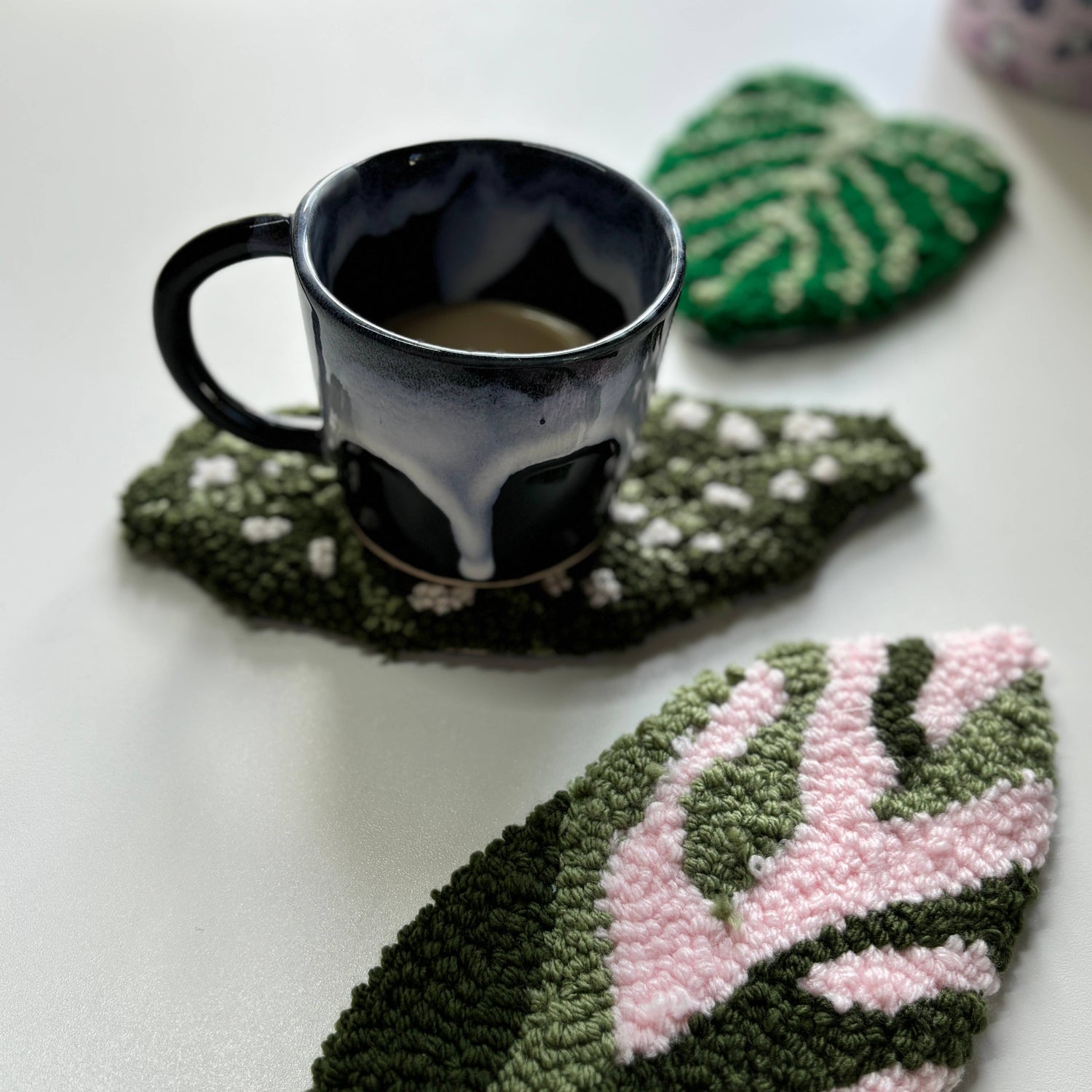 Begonia Hand Tufted Coaster Mug Rug