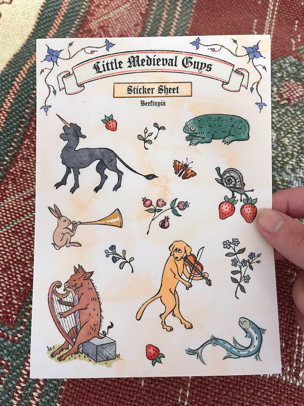Medieval Manuscript Creatures Sticker Sheet