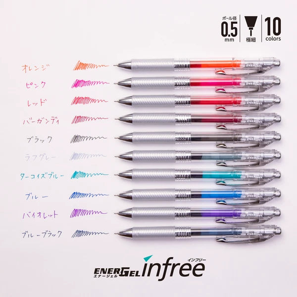 Pentel Gel Pen Infree EnerGel 0.5mm - Set of 10
