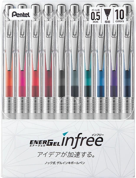 Pentel Gel Pen Infree EnerGel 0.5mm - Set of 10
