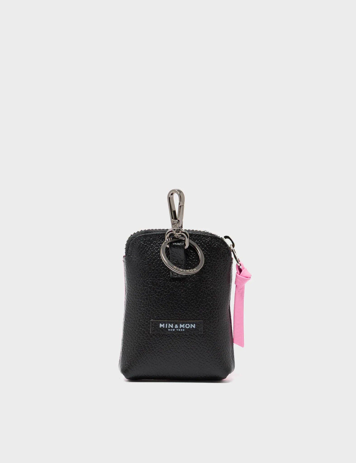 Florence Pouch Charm Soft Neon Pink Leather Keychain All Over Eyes Embroidery