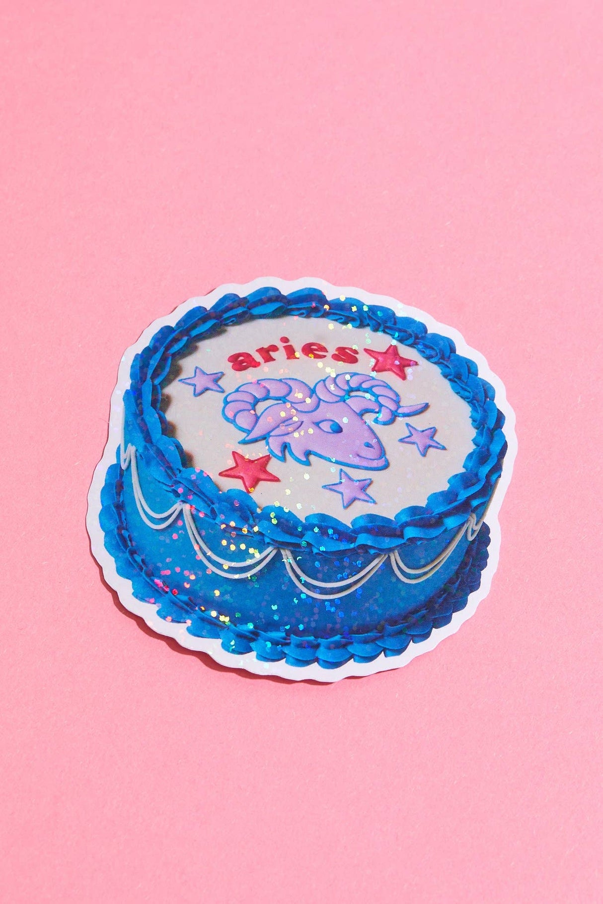 Aries Glitter Horoscope Cake Sticker