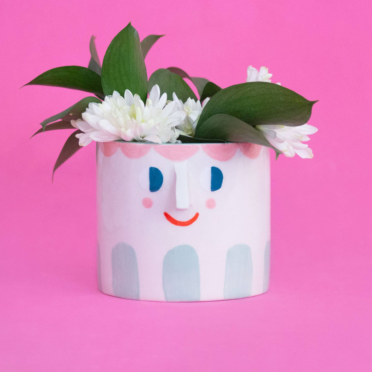 Friendly Face Ceramic Pot