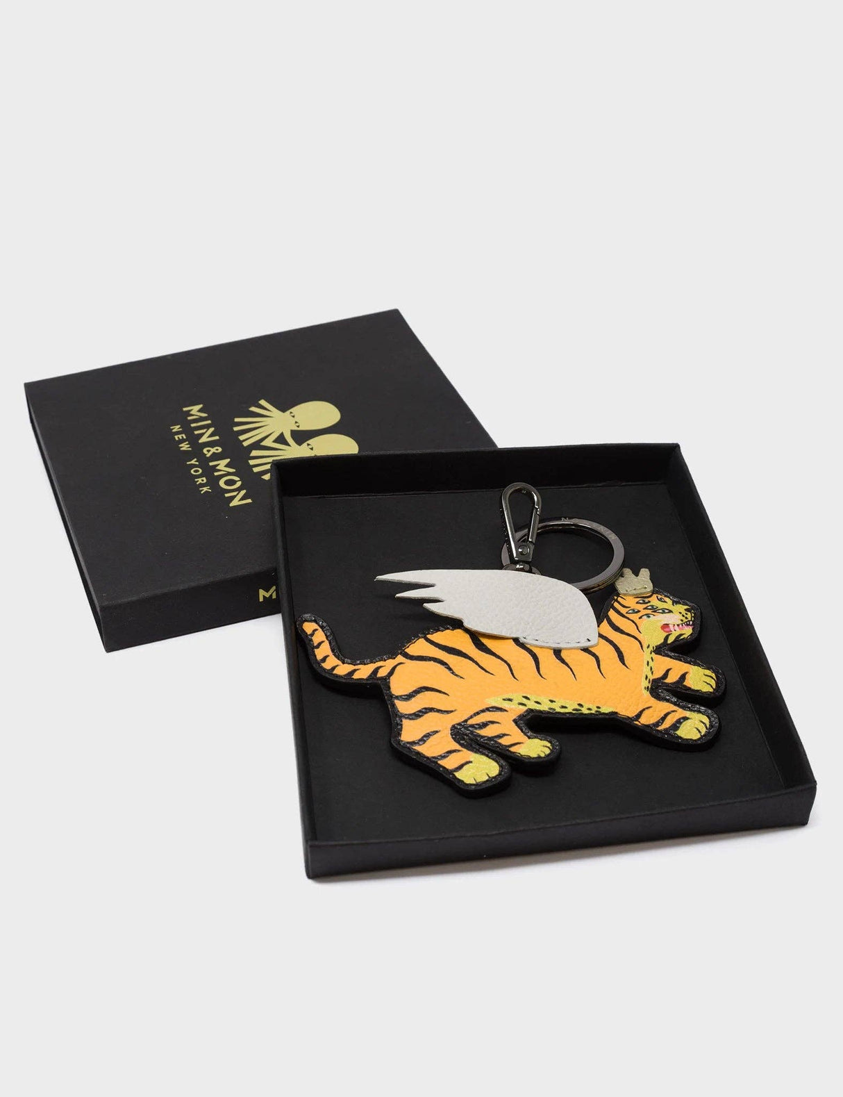 Theo the Tiger Yellow Leather Keychain