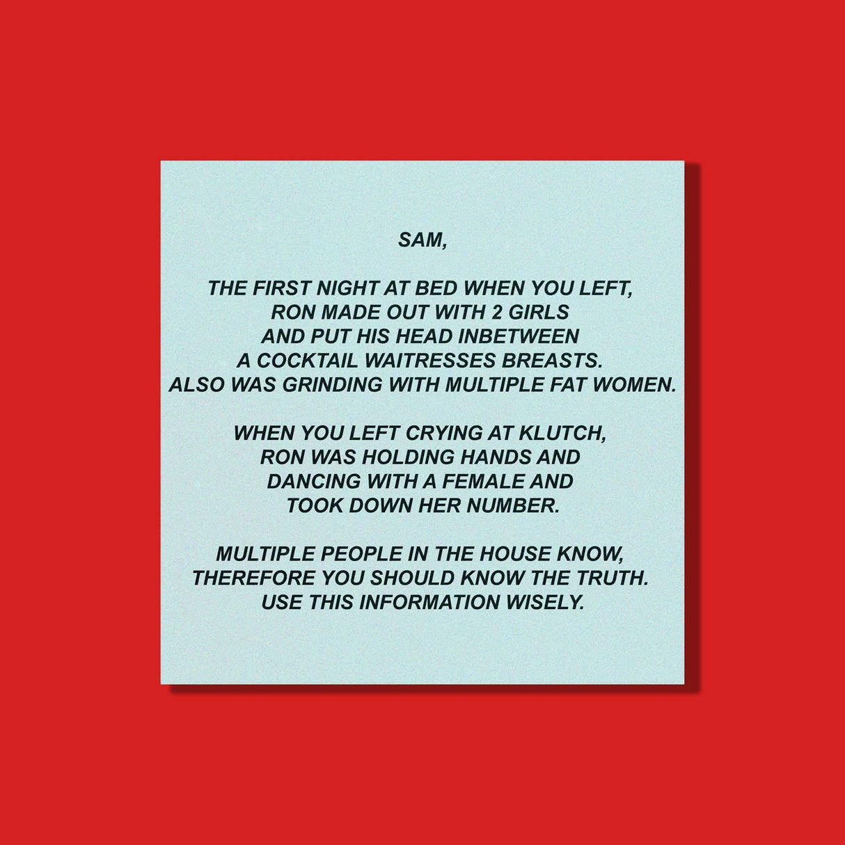 Jersey Shore The Note Quote Vinyl Sticker