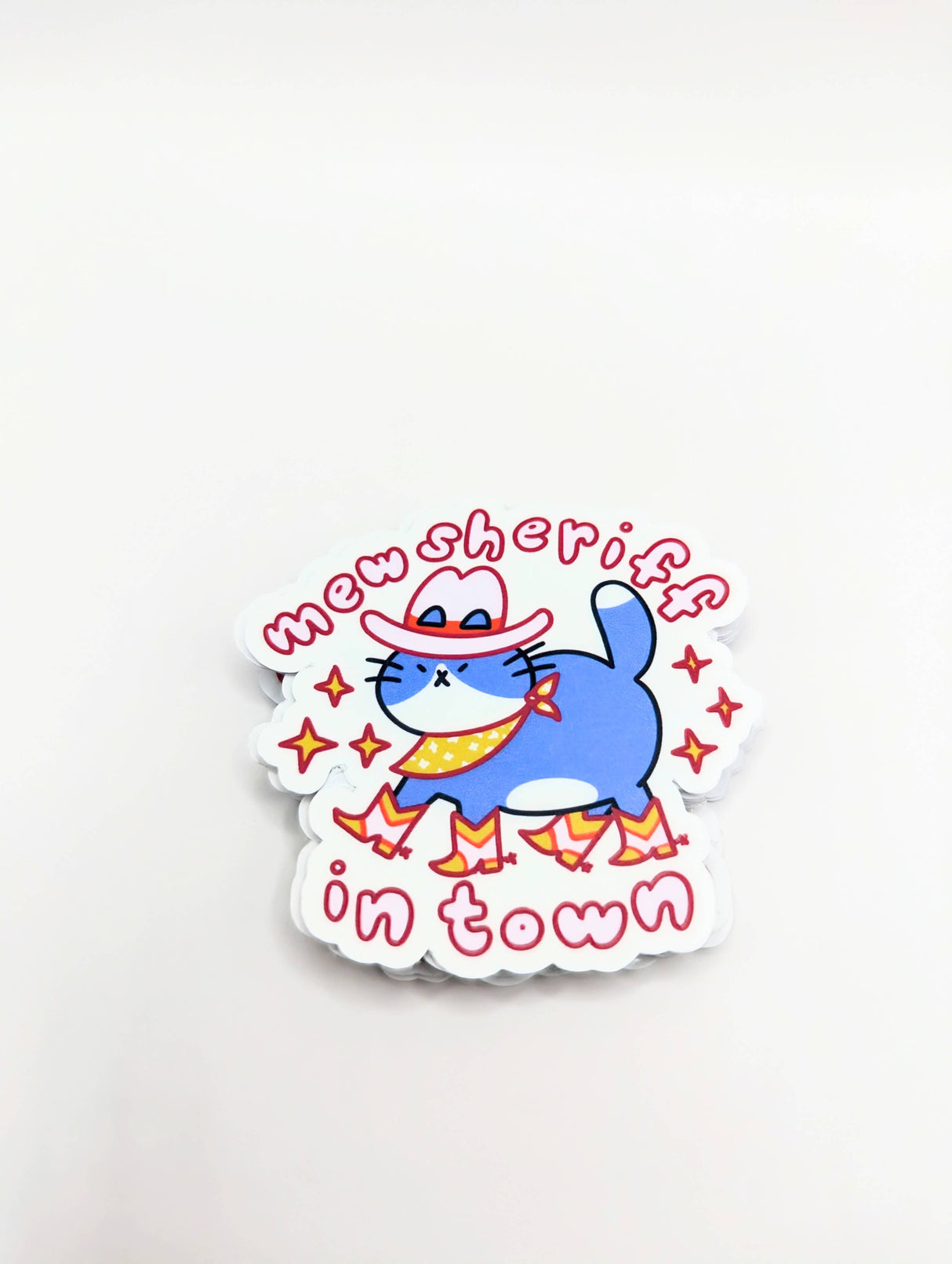 Mew Sheriff In Town Cowboy Cat Sticker