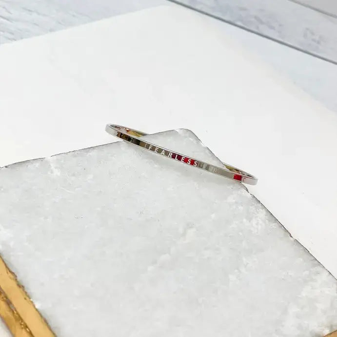 'Fearless' Silver Sentiment Bracelets