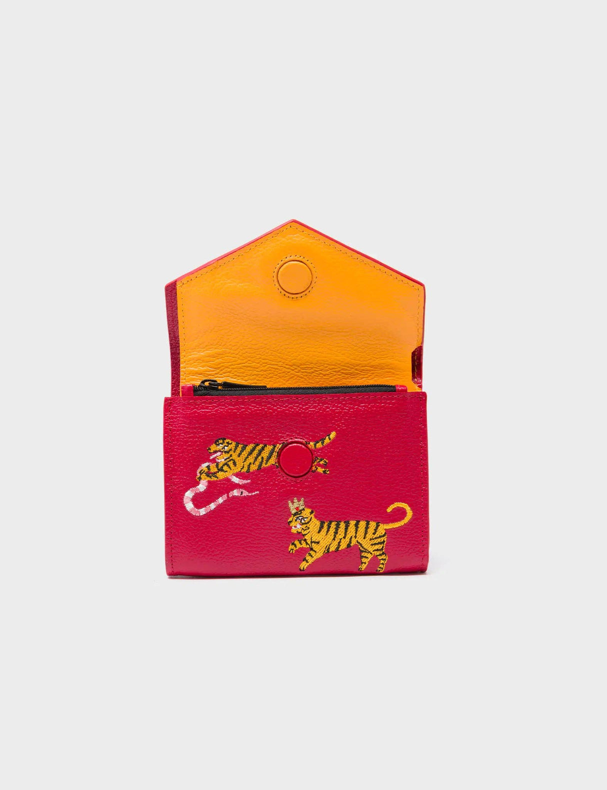 Fiona Jester Red Leather Wallet - Tiger Rumble Design