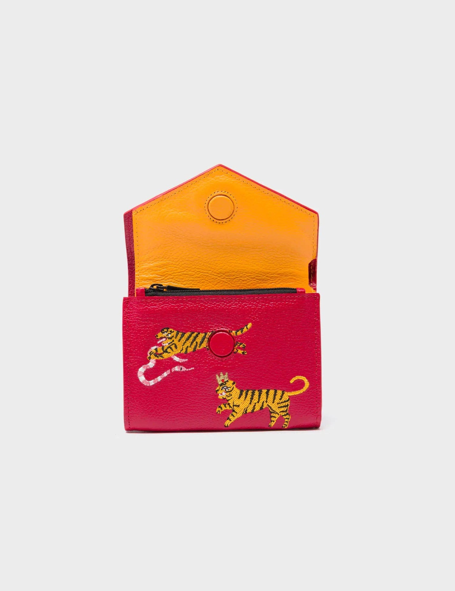 Fiona Jester Red Leather Wallet - Tiger Rumble Design