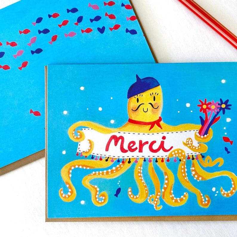 Octopus Merci Greeting Card