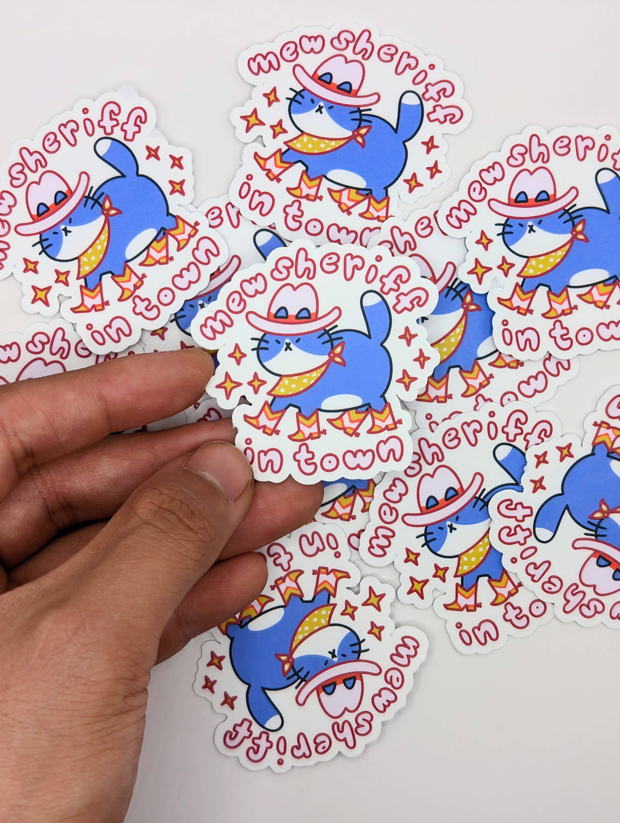 Mew Sheriff In Town Cowboy Cat Sticker