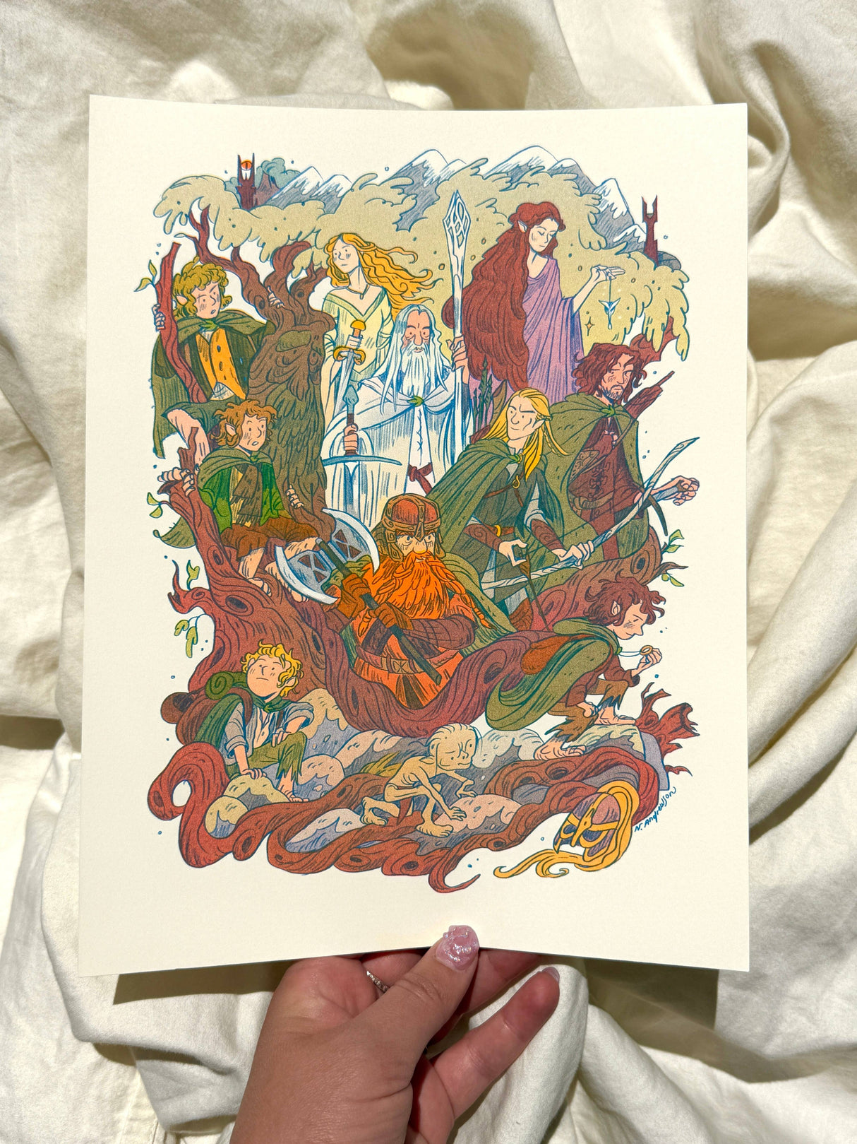 Lord of the Rings, Two Towers Print - Small Riso Print