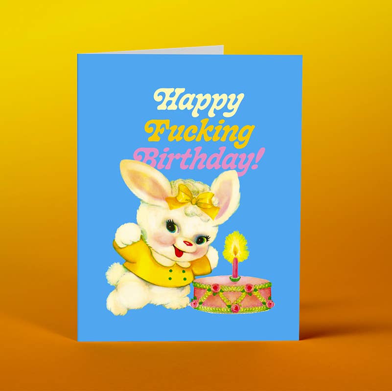 Blue Bunny Birthday Card