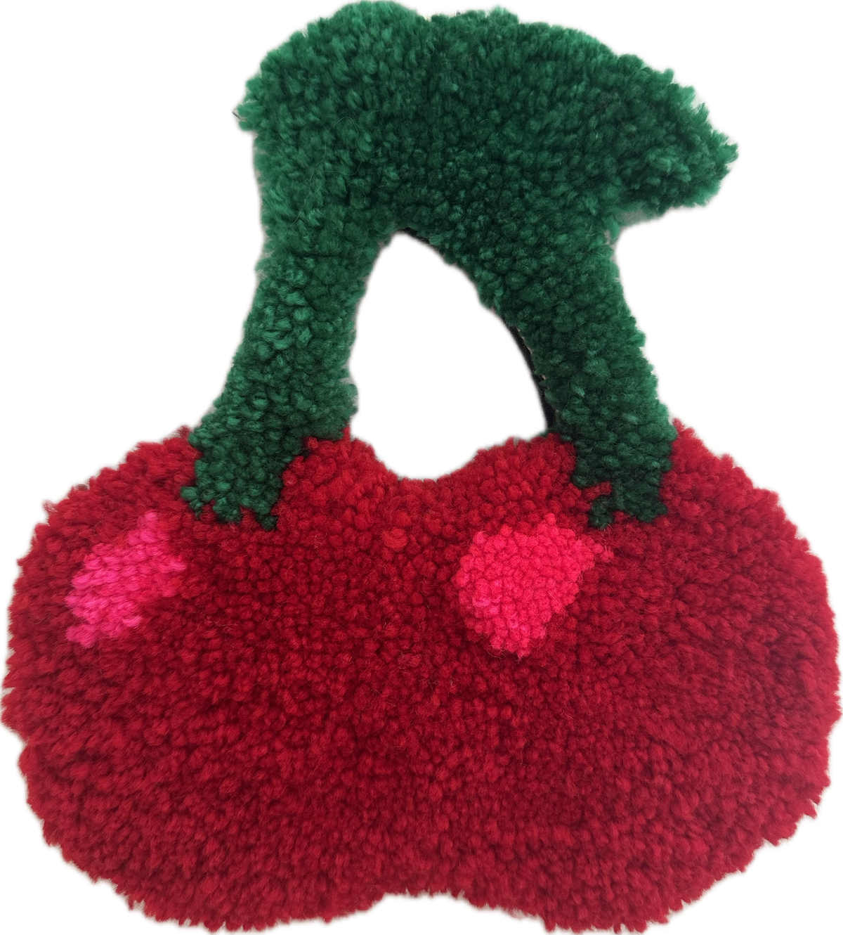 Cherry Mug Rug Coaster | Tufted Wall Hanging | Handmade Fruit Accent Rug