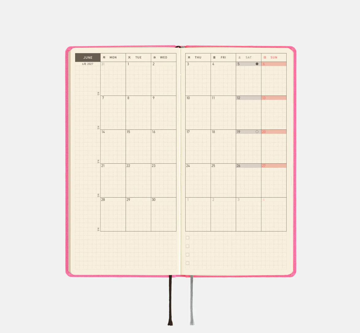 PREORDER: Hobonichi Techo 2027 Weeks MEGA Colors: Pink Sapphire