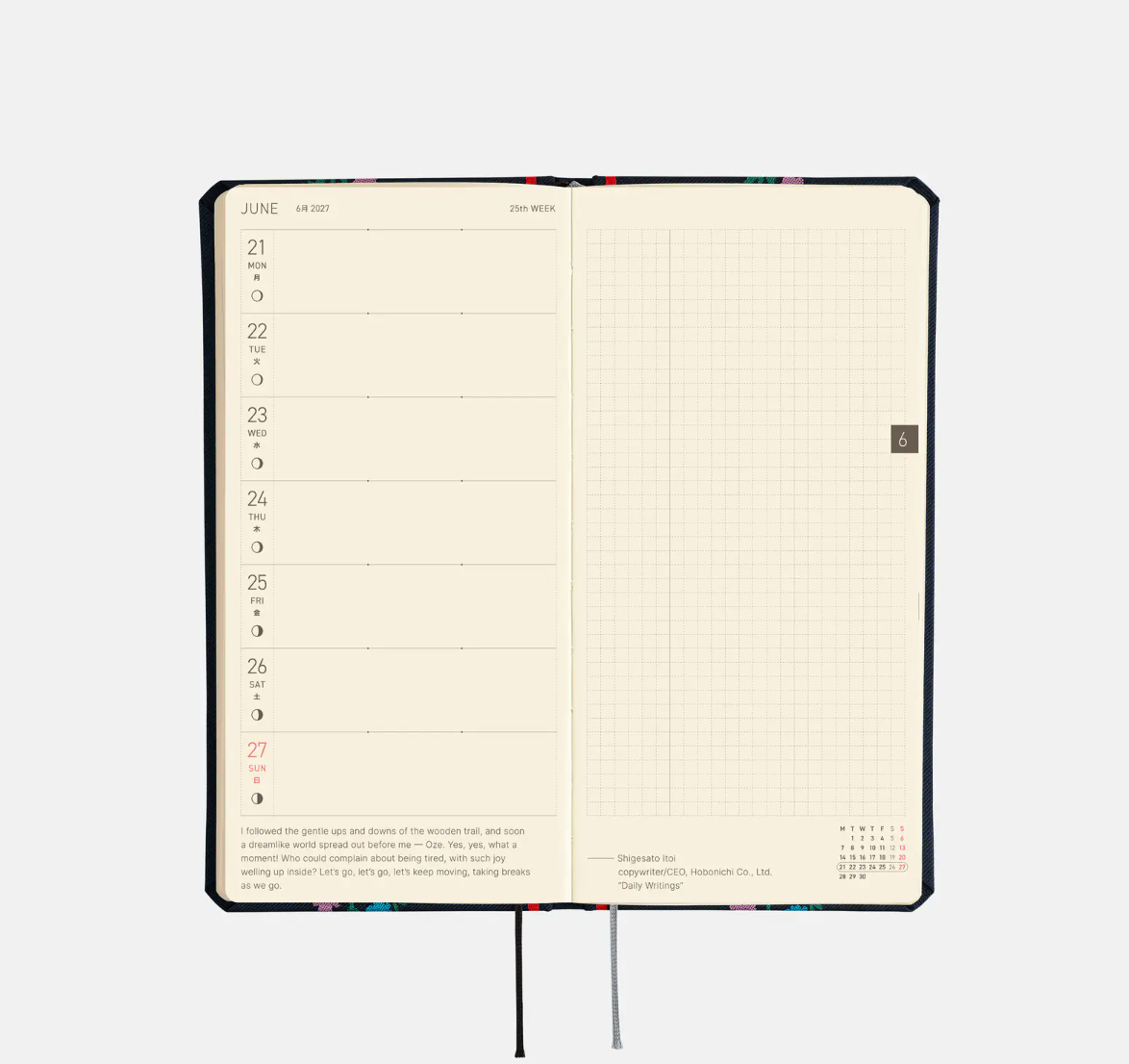 PREORDER: Hobonichi Techo 2027 Weeks Yoshie Watanabe: Petit Bloom