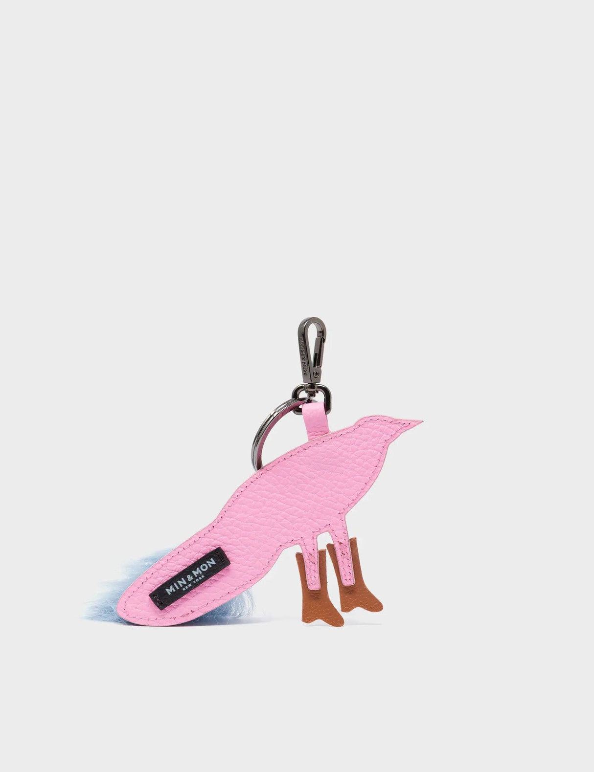 Bird In Boots Charm - Soft Neon Pink Leather Keychain