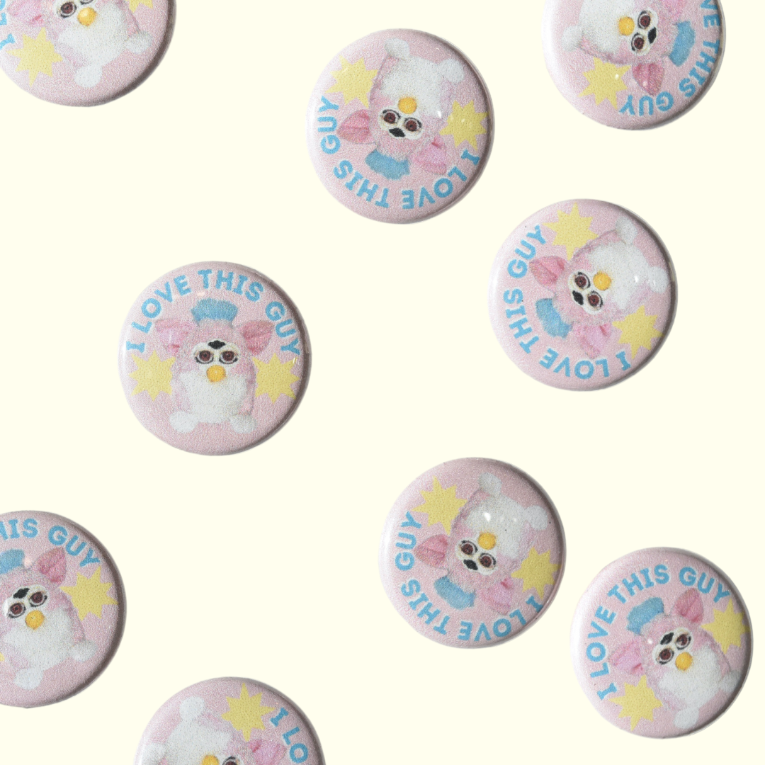 Furby Love Art Pinback Button