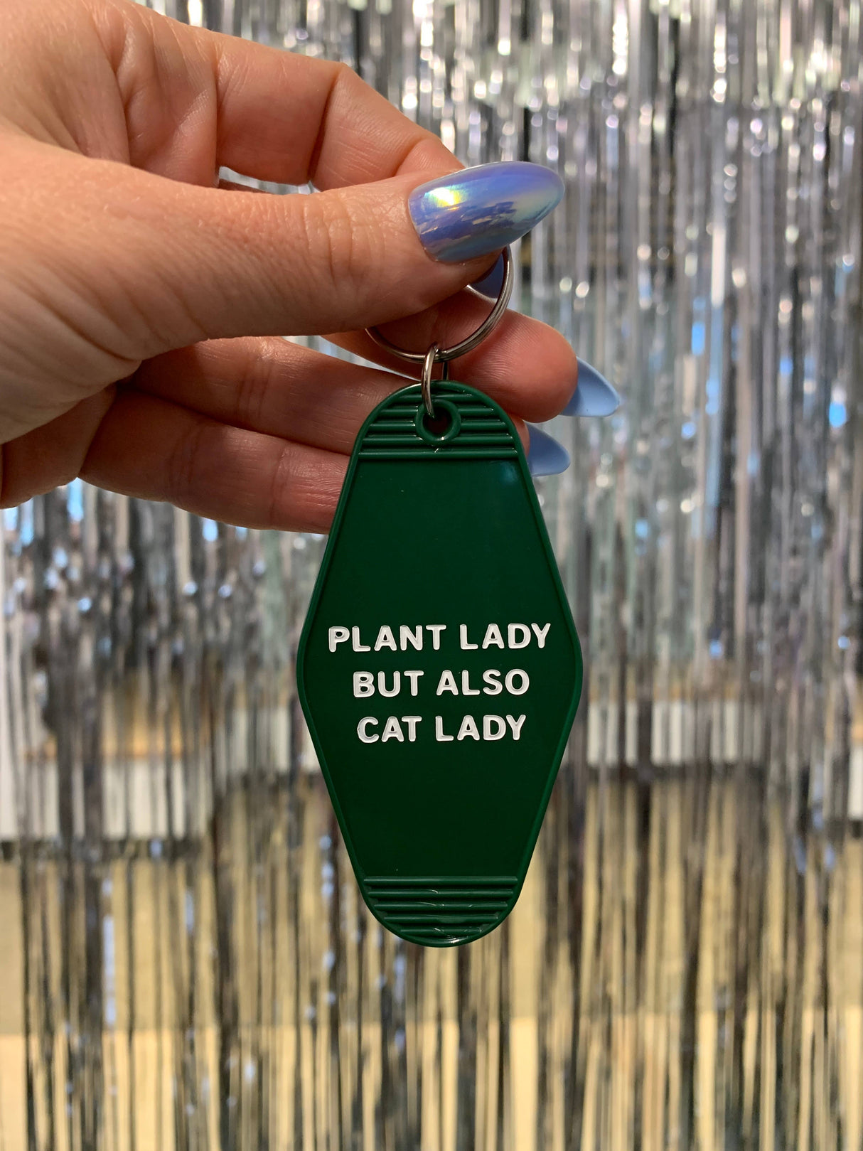 Plant Lady But Also Cat Lady Motel Style Keychain