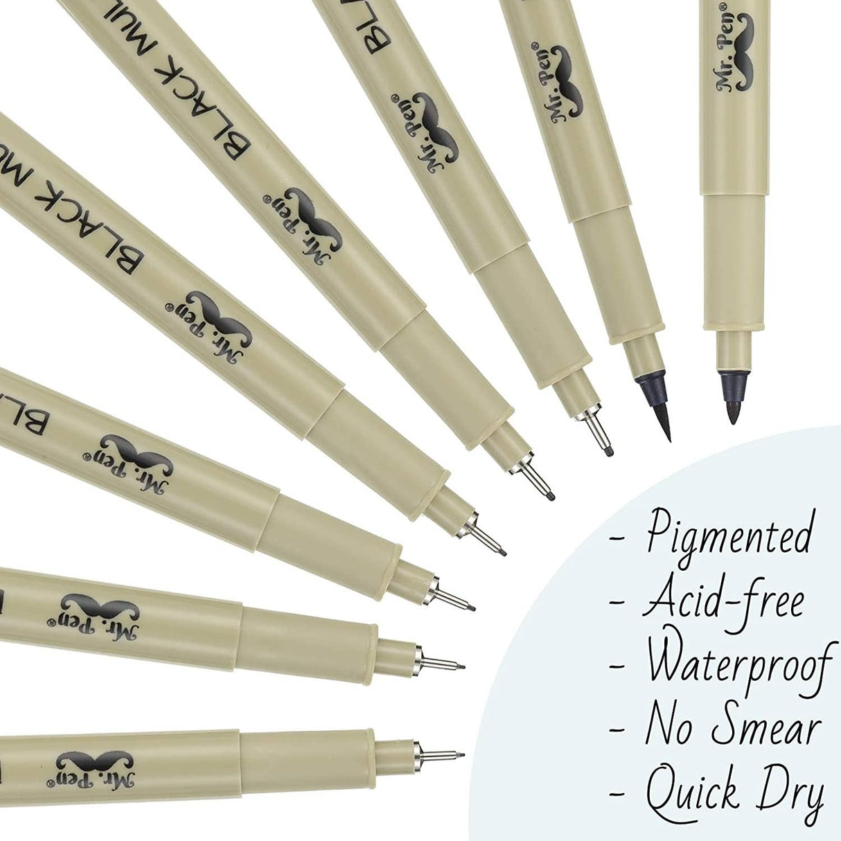 Black Multiliner Drawing Pens - 8 Pack