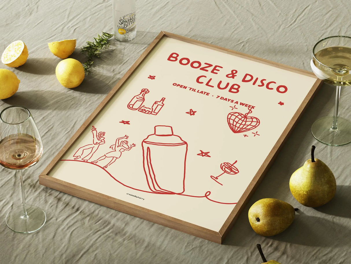 Booze & Disco Club Wall Art Print