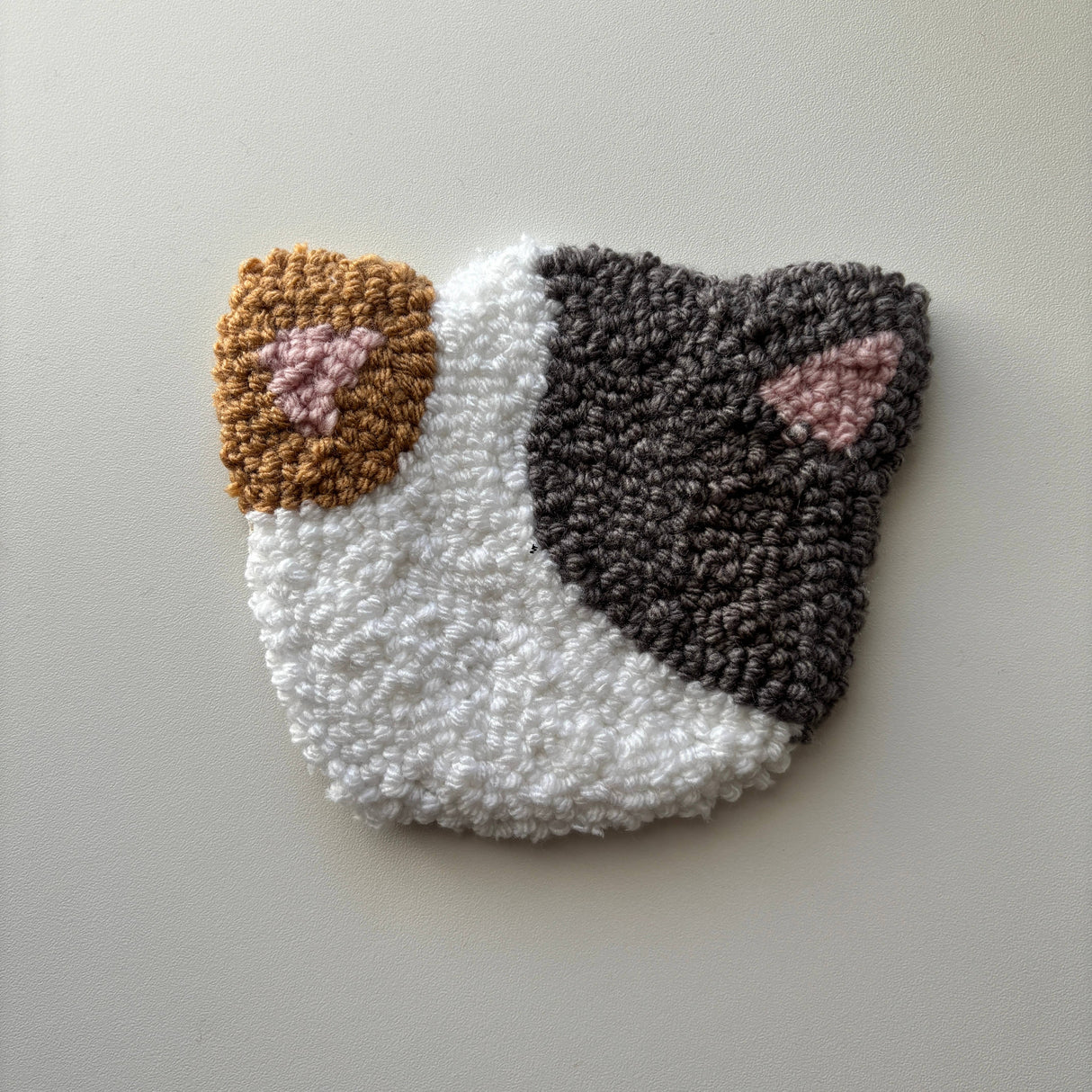 Patchwork Cat Coaster Hand Tufted Mug Rug