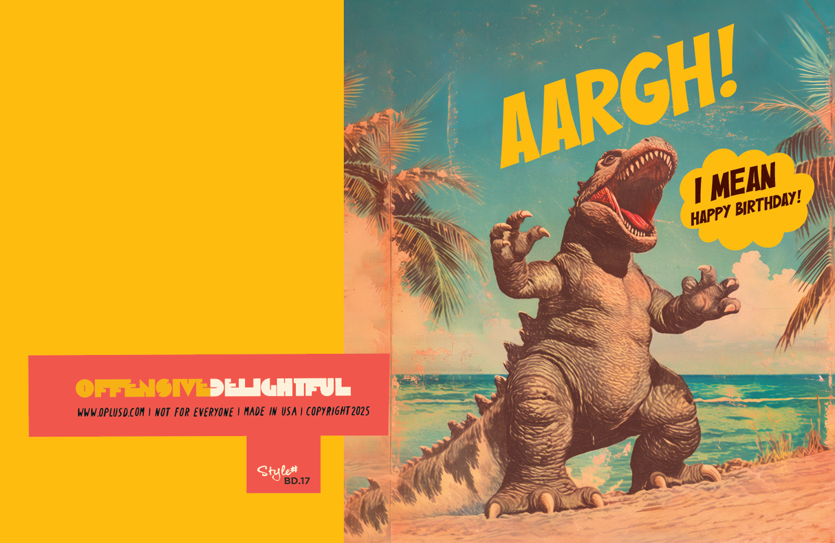 Godzilla Beach Birthday Party Card