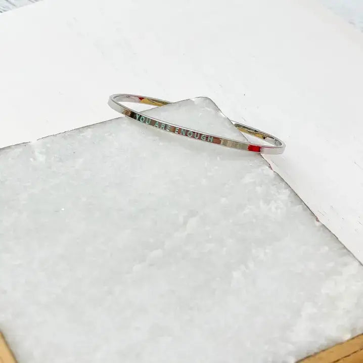 'You Are Enough' Silver Sentiment Bracelets