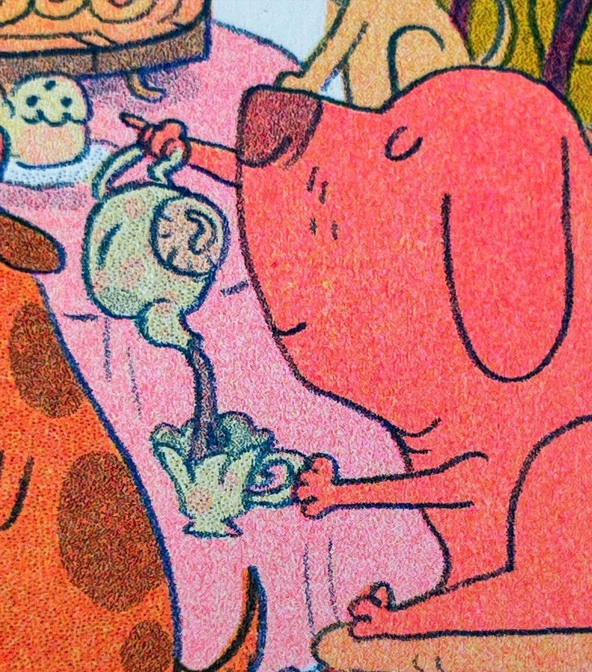 Doggy Tea Party Riso Art Print