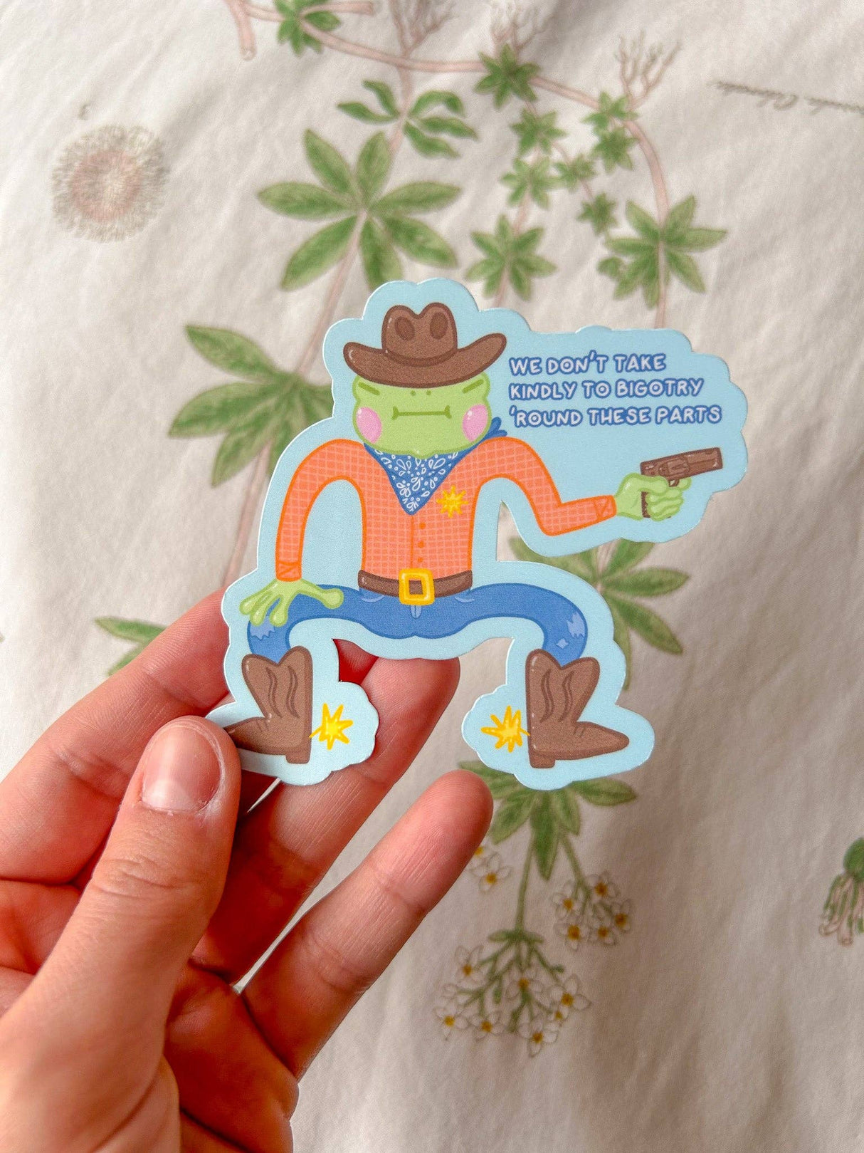 Pride Cowboy Frogs | We Don't Take Kindly to Bigotry Sticker
