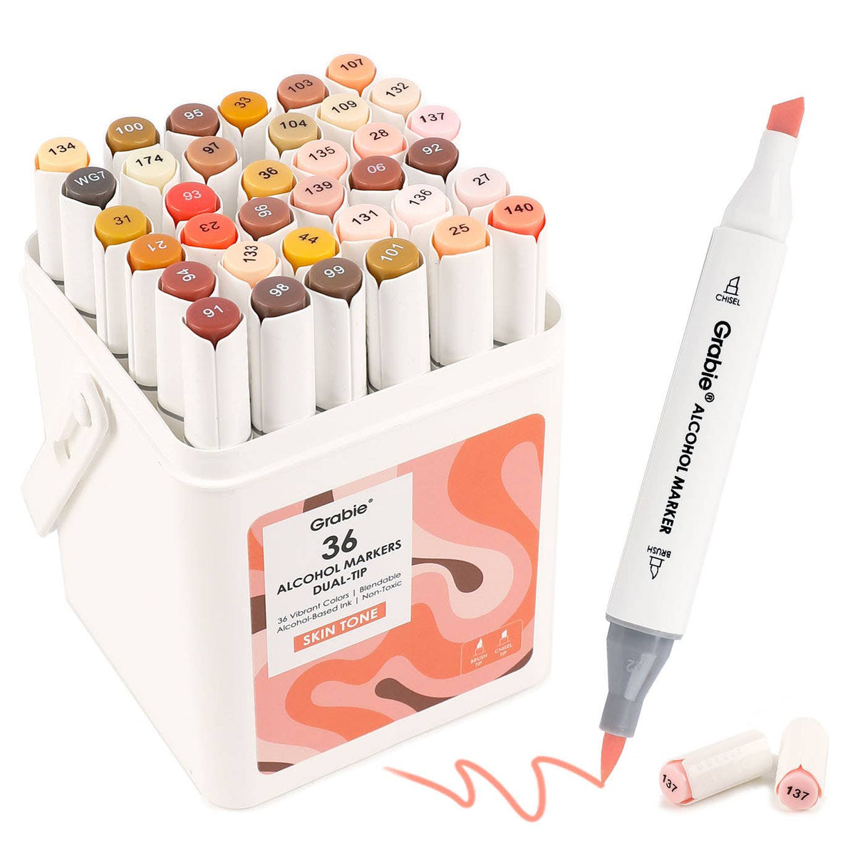Dual-Tip Skin Tone Alcohol-Based Marker - Set of 36