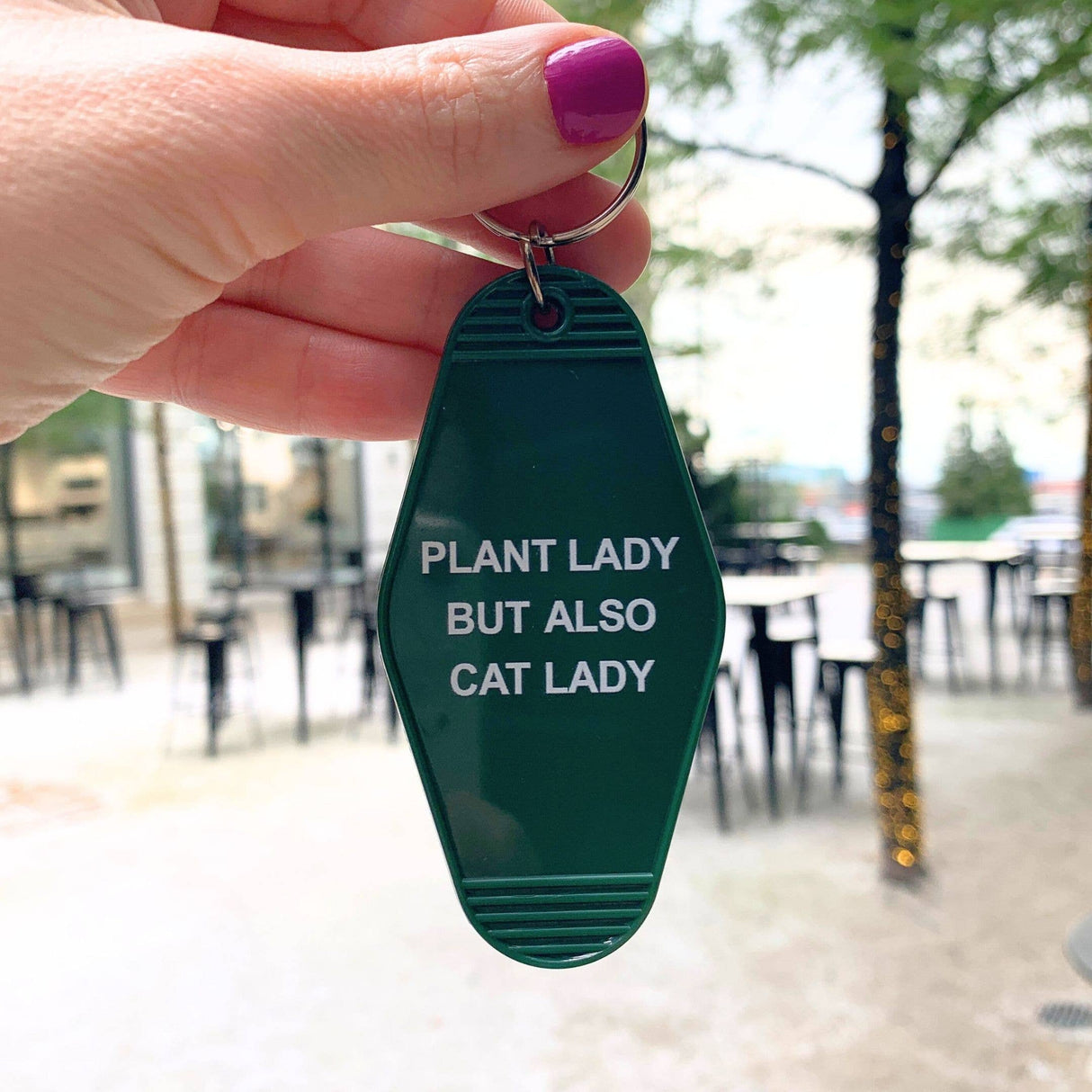 Plant Lady But Also Cat Lady Motel Style Keychain