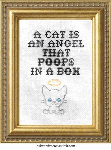 A Cat is an Angel Cross Stitch Kit
