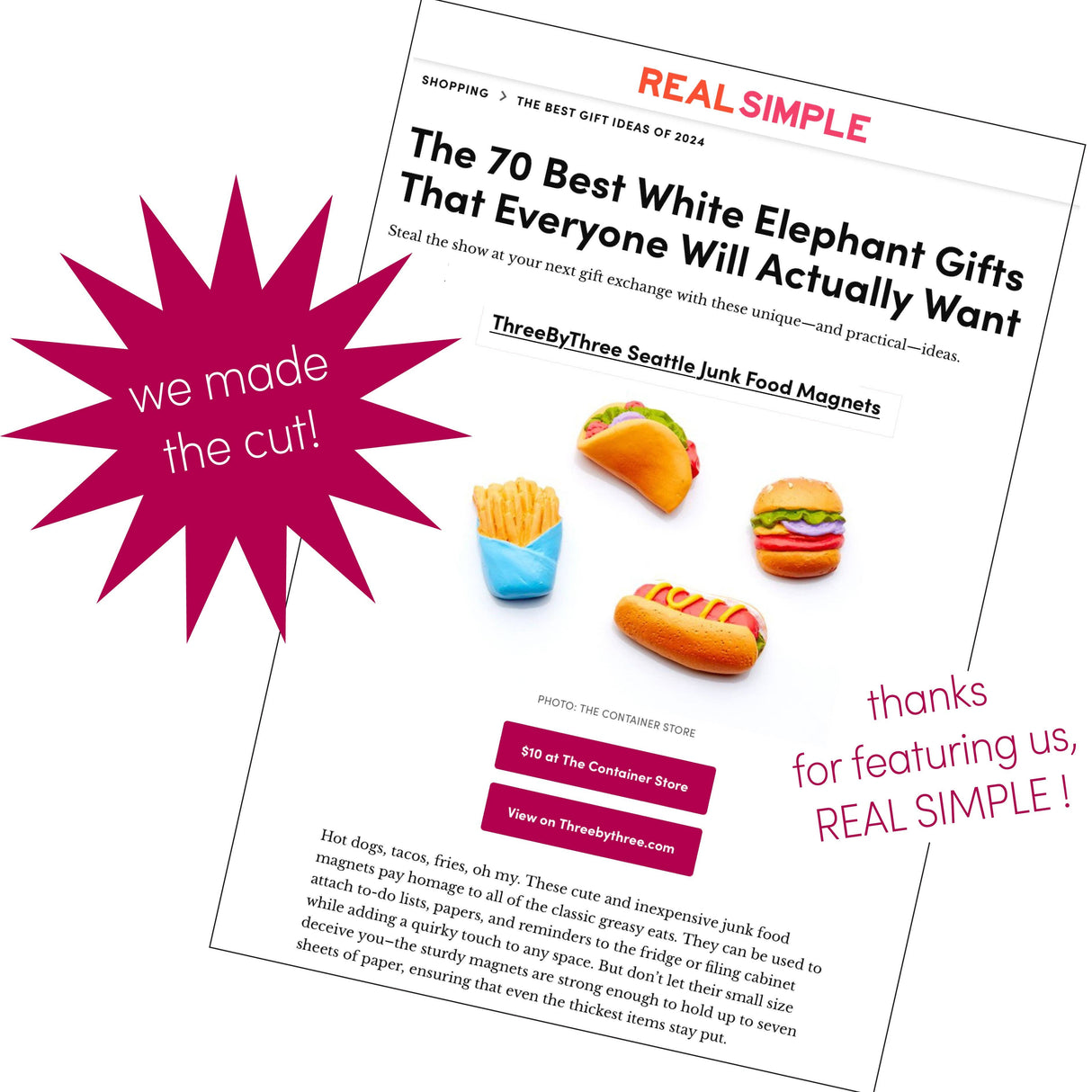 Colorful junk food magnets