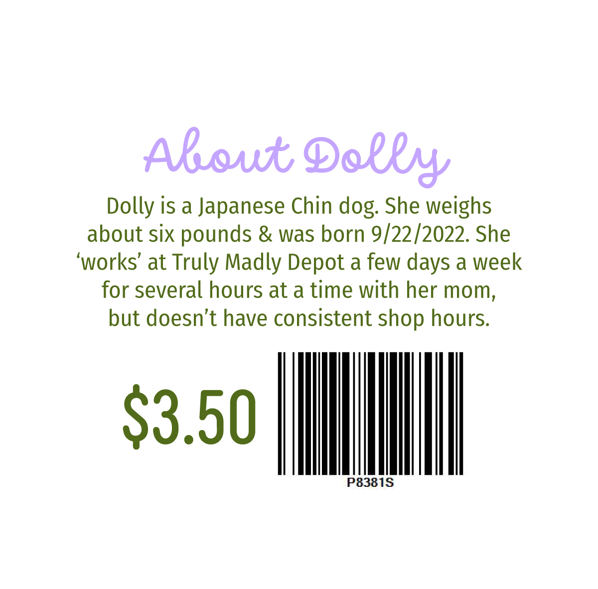 Dolly, Employee of the Month Vinyl Sticker